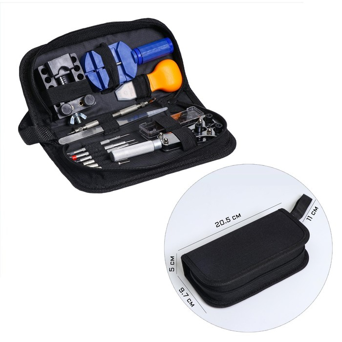 Набор инструментов часовщика в текстильном чехле, 12 инструментов Набор инструментов часовщика в текстильном чехле, 12 инструментов