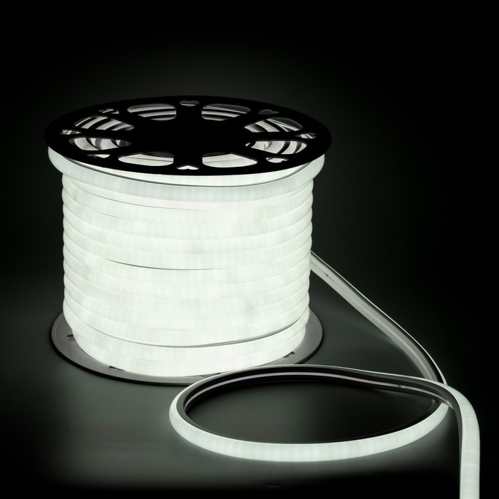 Гибкий неон Luazon Lighting 16 мм D-образный, IP65, 50 м, SMD2835, 120 LED/м, 220 В, свечение белое Гибкий неон Luazon Lighting 16 мм D-образный, IP65, 50 м, SMD2835, 120 LED/м, 220 В, свечение белое