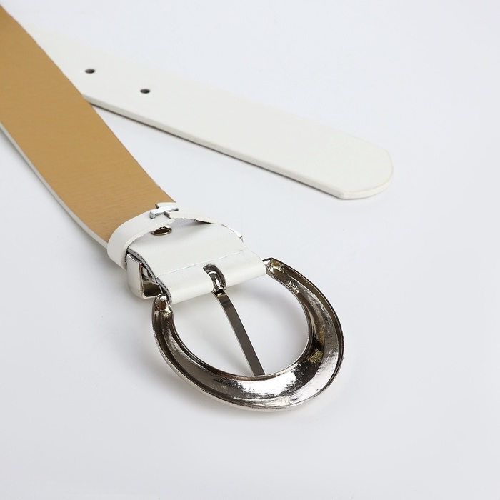 Ремень женский, ширина 3,3 см, винт, пряжка металл, цвет белый Ремень женский, ширина 3,3 см, винт, пряжка металл, цвет белый