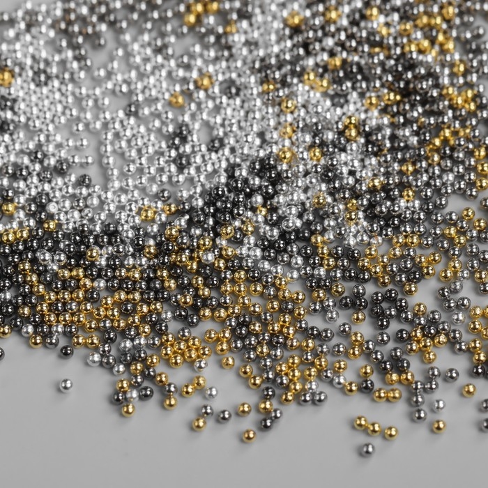 Бульонки для декора ногтей, d = 0,8 мм, 12 ячеек, цвет белый/чёрный/золотистый/серебристый Бульонки для декора ногтей, d = 0,8 мм, 12 ячеек, цвет белый/чёрный/золотистый/серебристый