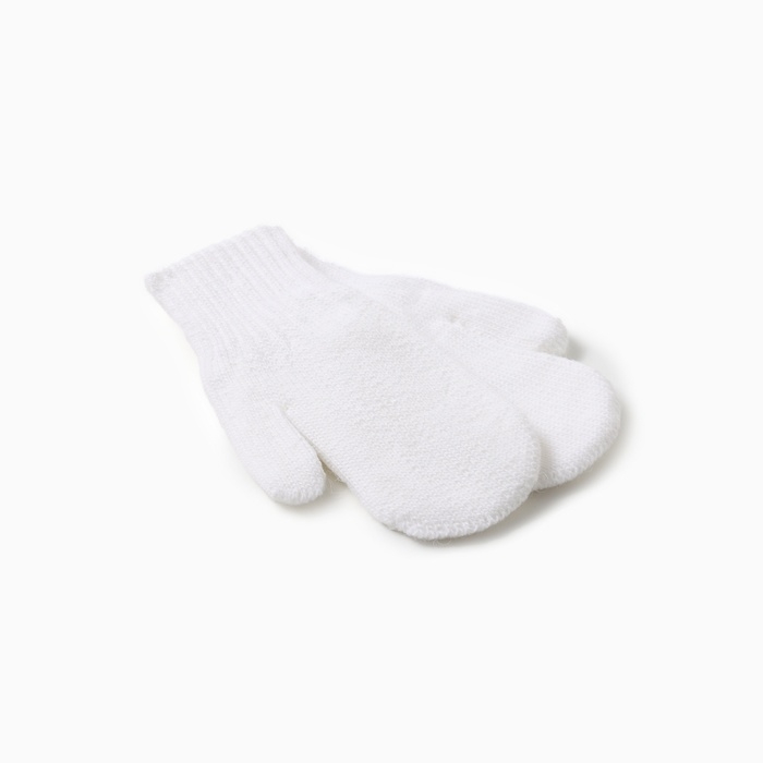 Варежки двойные детские, цвет белый, р-р 12 Варежки двойные детские, цвет белый, р-р 12