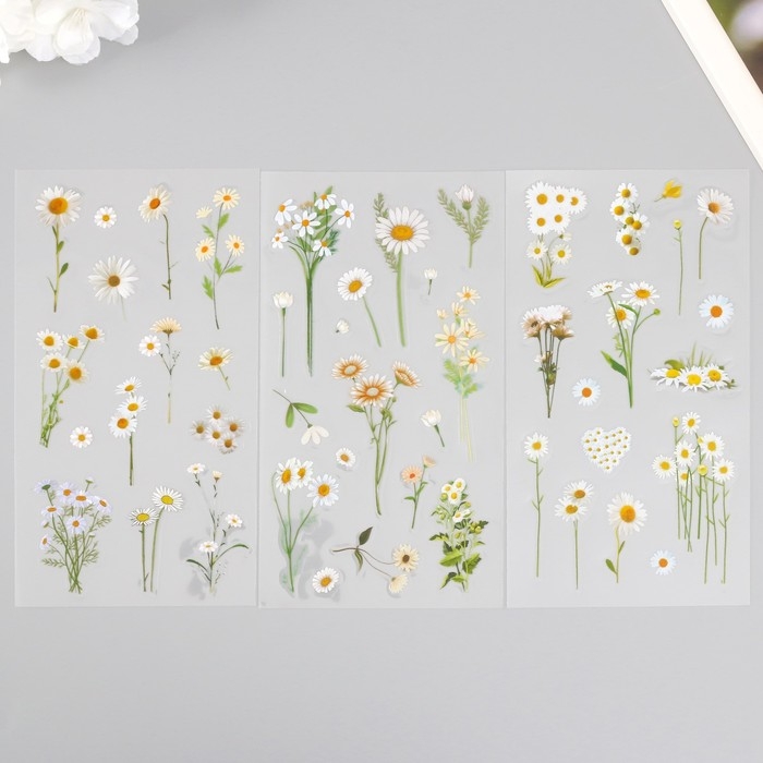 Наклейки пластик Наклейки пластик "Ромашки" набор 6 листов 10х18 см