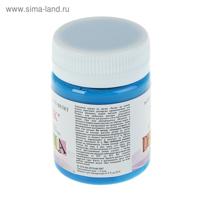 Краска по шелку  Краска по шелку "Батик", банка 50 мл, ЗХК Decola, Небесно-голубая 4428512 (акриловая на водной основе)