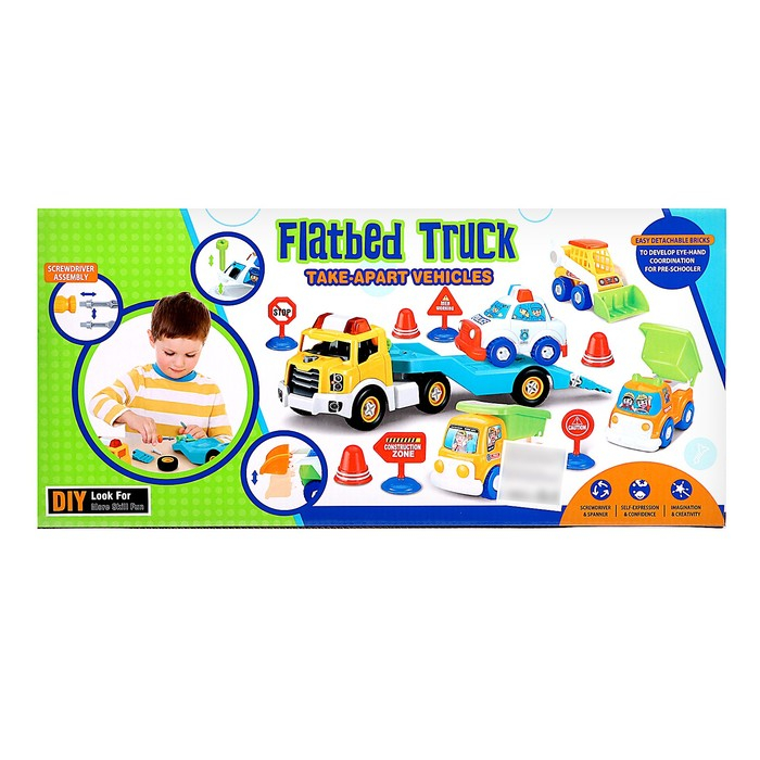 Конструктор винтовой «Эвакуатор с машинкой», с отвёрткой и насадкой + знаки Конструктор винтовой «Эвакуатор с машинкой», с отвёрткой и насадкой + знаки