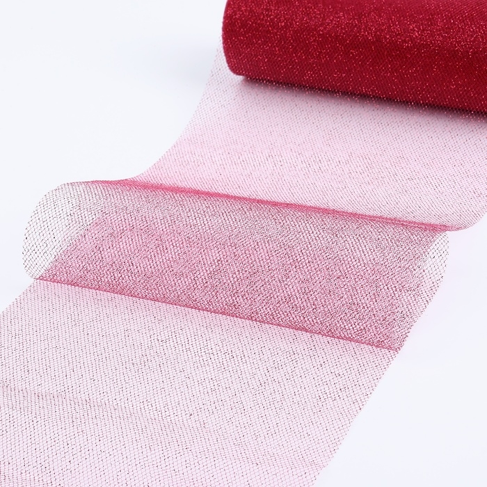 Фатин с глиттером, 15 см, 11 ± 1 г/кв.м, 9 ± 0,5 м, цвет фуксия №24 Фатин с глиттером, 15 см, 11 ± 1 г/кв.м, 9 ± 0,5 м, цвет фуксия №24