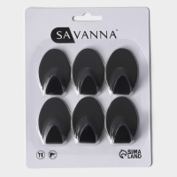 Крючки самоклеющиеся SAVANNA Black Loft, 6 шт, металл, 1,9×5,3×3,5 см, цвет чёрный