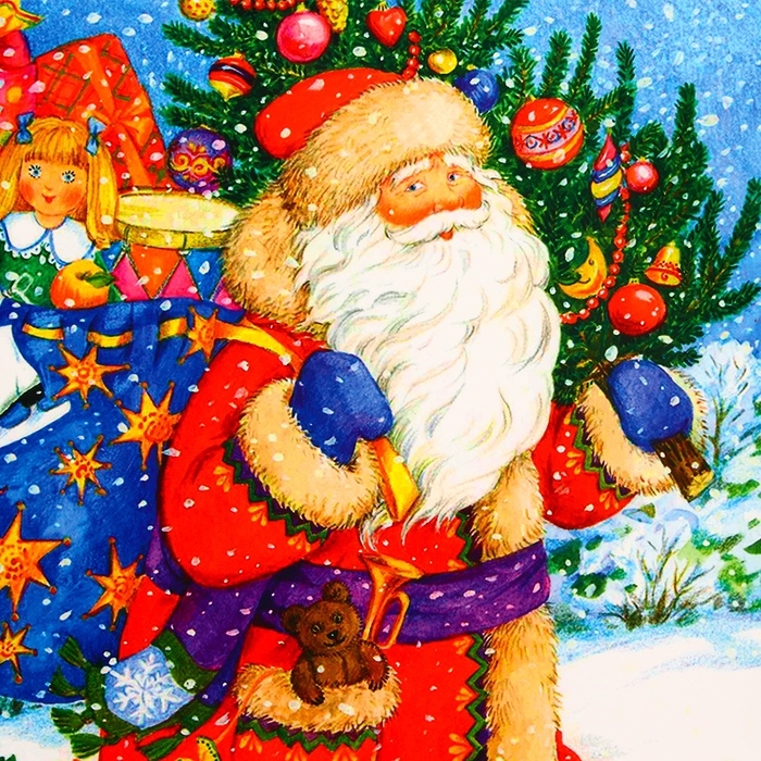 Пакет подарочный новогодний ламинированный Пакет подарочный новогодний ламинированный "Дед мороз спешит в гости", 50 х 40 х 25 см.