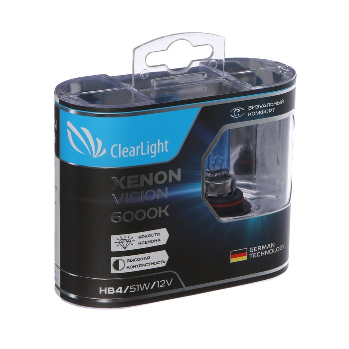 Лампа автомобильная Clearlight XenonVision, HB4, 12 В, 51 Вт, набор 2 шт Лампа автомобильная Clearlight XenonVision, HB4, 12 В, 51 Вт, набор 2 шт