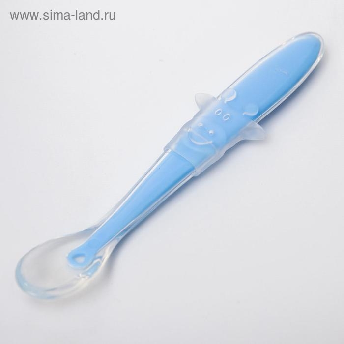 Ложка силиконовая детская «Жирафик», цвет голубой Ложка силиконовая детская «Жирафик», цвет голубой
