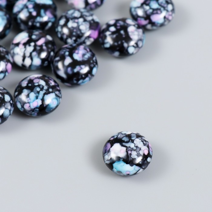 Бусины для творчества пластик Бусины для творчества пластик "Мраморные. Фиолетово-голубой" набор 15 шт 1,7х1,7х1 см
