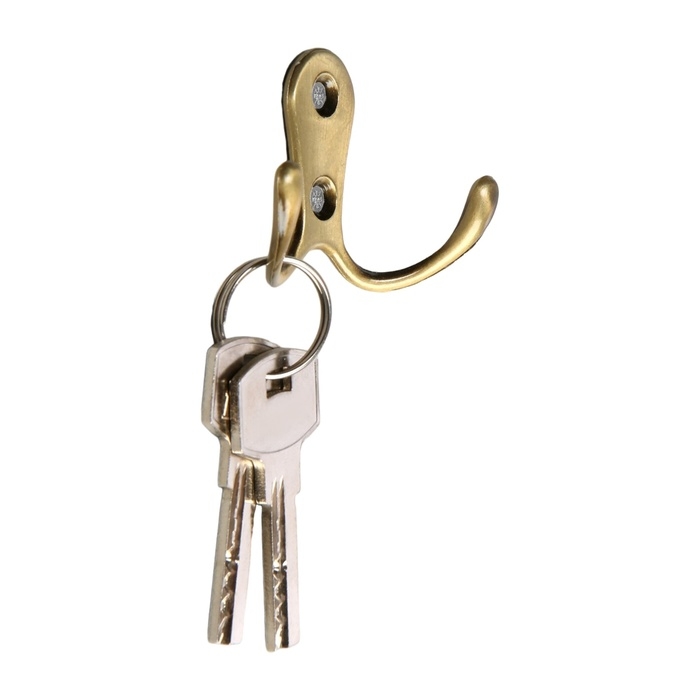 Крючок мебельный ТУНДРА TKD006, двухрожковый, бронза Крючок мебельный ТУНДРА TKD006, двухрожковый, бронза