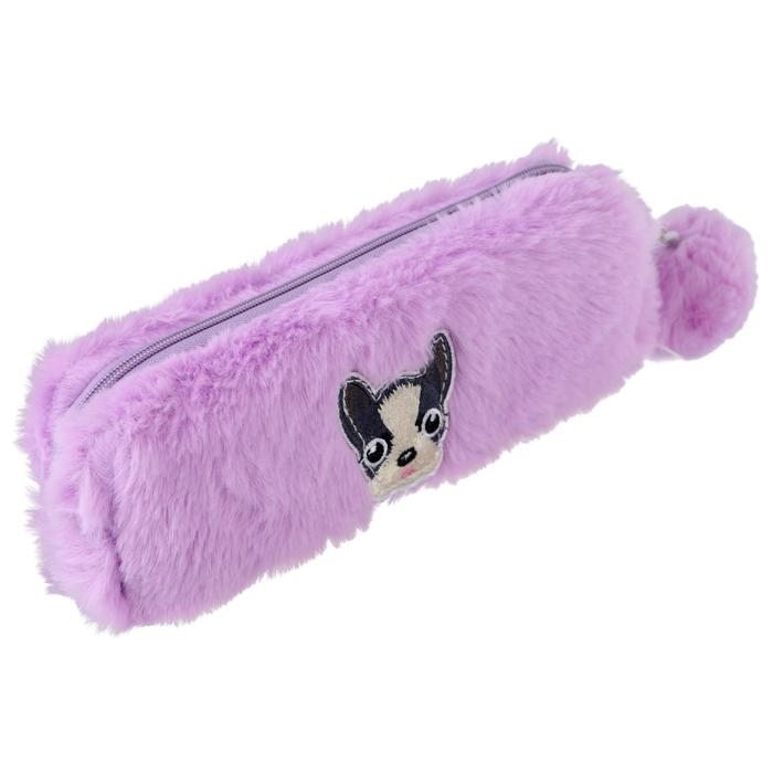Пенал школьный на молнии Пенал школьный на молнии "Мордочка", (с бомбошкой, меховой), МИКС
