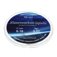 Леска монофильная ALLVEGA Fluorocarbon Hybrid, диаметр 0.16 мм, тест 3.17 кг, 30 м, флюорокарбон 65%