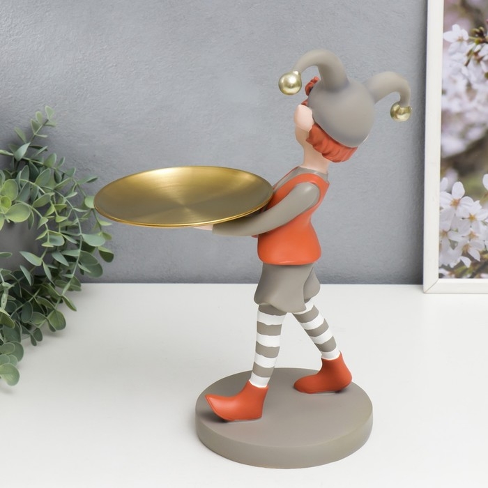 Сувенир полистоун подставка  Сувенир полистоун подставка "Малыш в костюме скомороха" оранжево-серый  33х14,5х21 см