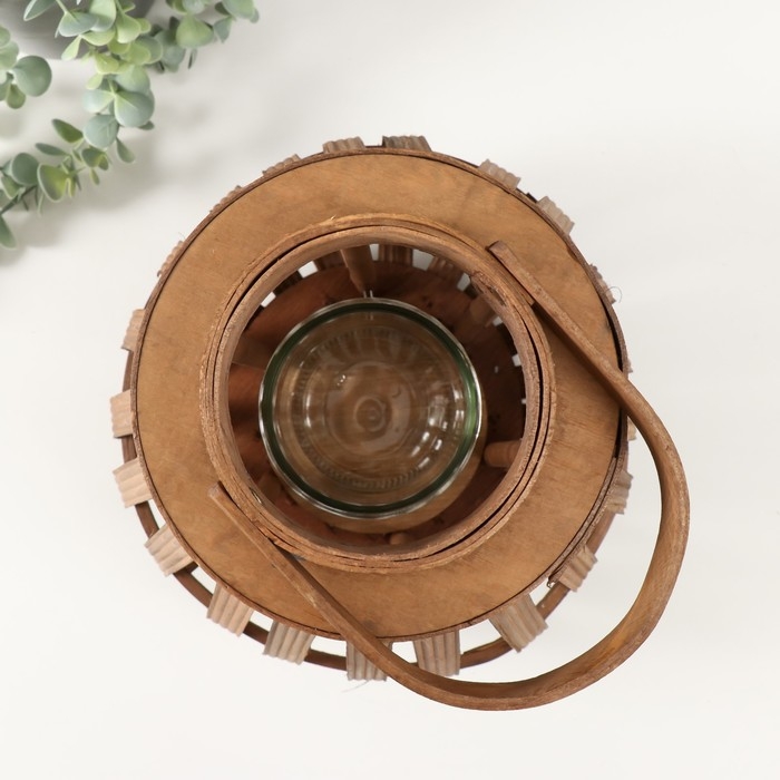 Подсвечник дерево на 1 свечу Подсвечник дерево на 1 свечу "Эко-фонарь" коричневый 12х27х30 см