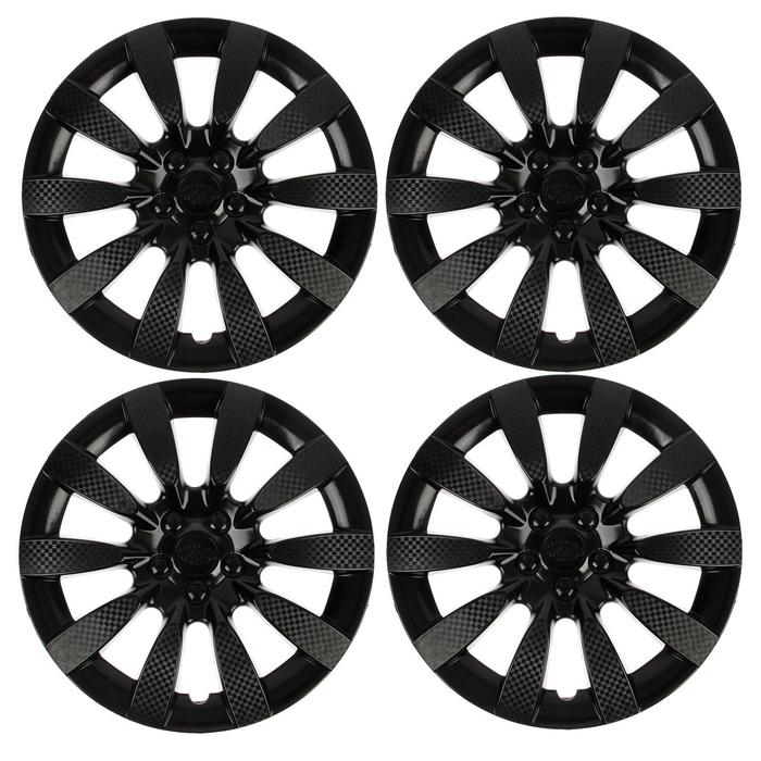Колпаки колесные R13 Колпаки колесные R13 "ТОРНАДО", черный глянец карбон, набор 4 шт.