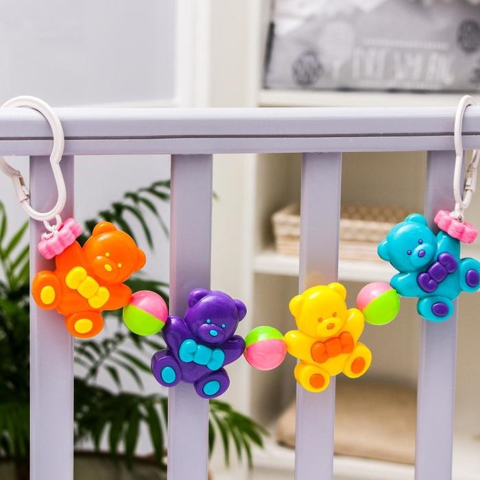 Растяжка на коляску/кроватку «Веселые мишки», 4 игрушки, Крошка Я Растяжка на коляску/кроватку «Веселые мишки», 4 игрушки, Крошка Я