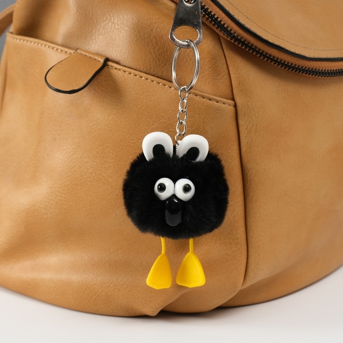 Пушистик на кольце Пушистик на кольце "Большеглазая ворона" чёрный 9,5х6х6 см