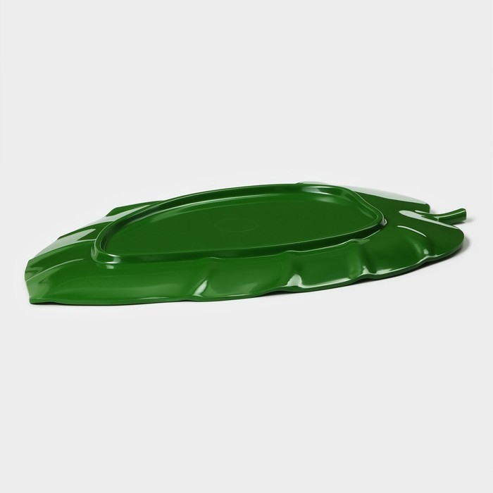 Блюдо для подачи «Лист», 37,5×23,5×2 см, цвет зелёный Блюдо для подачи «Лист», 37,5×23,5×2 см, цвет зелёный
