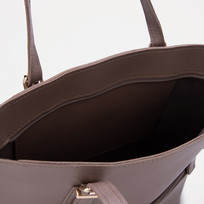 Сумка-шопер женская на молнии, наружный карман, цвет коричневый