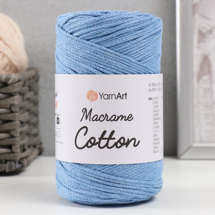 Пряжа  Пряжа "Macrame Cotton" 20% полиэстер, 80% хлопок 225м/250гр (786 синий)