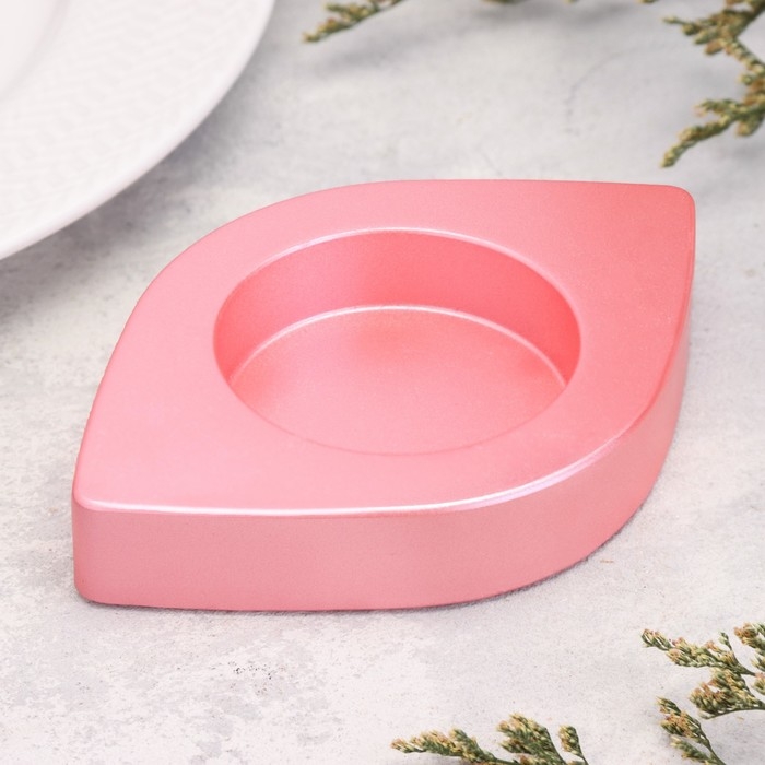 Подсвечник Подсвечник "Глаз. Мрамор" из гипса, 14,5х9,5х2см,розовый