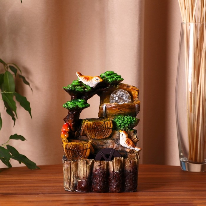 Фонтан "Птички на заборе" 15х17х19 см (с подсветкой)