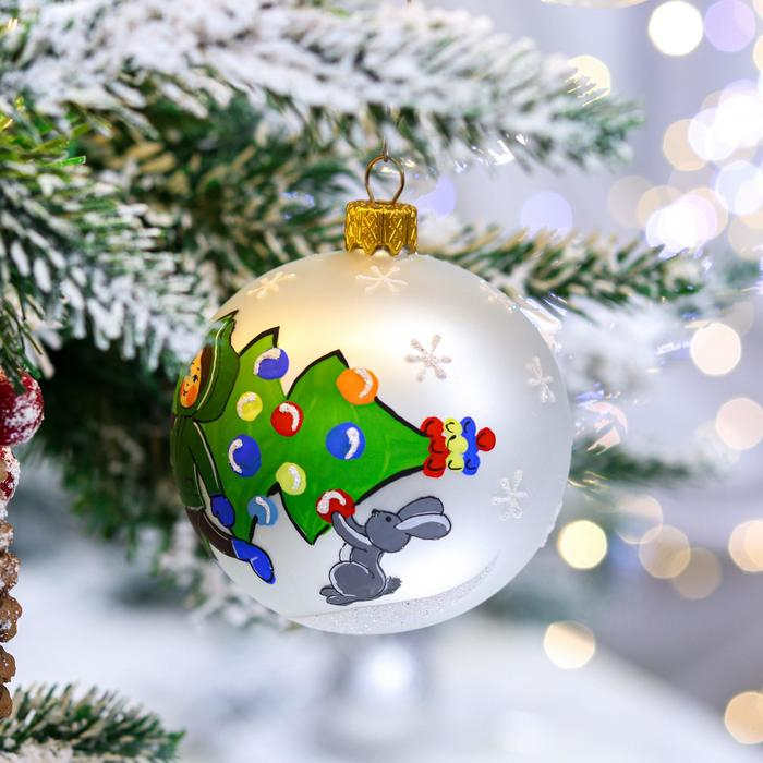 Ёлочная игрушка Шар «Хоровод», 80 мм, ручная роспись, стекло Ёлочная игрушка Шар «Хоровод», 80 мм, ручная роспись, стекло