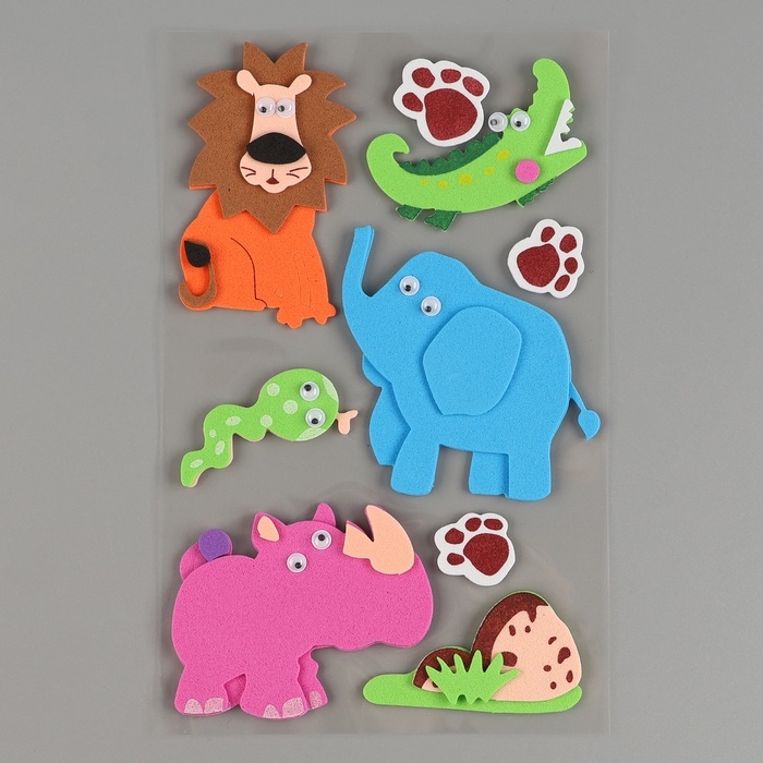 Набор наклеек из EVA  Набор наклеек из EVA "Животные", 9 шт