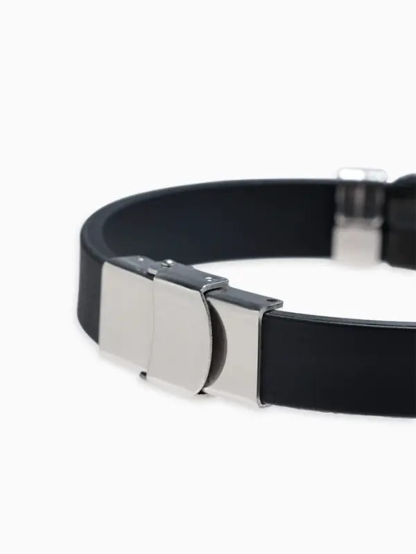 Браслет со стальной вставкой &laquo;Унисекс. Пар&raquo;, L=22 см, чёрный с серебром