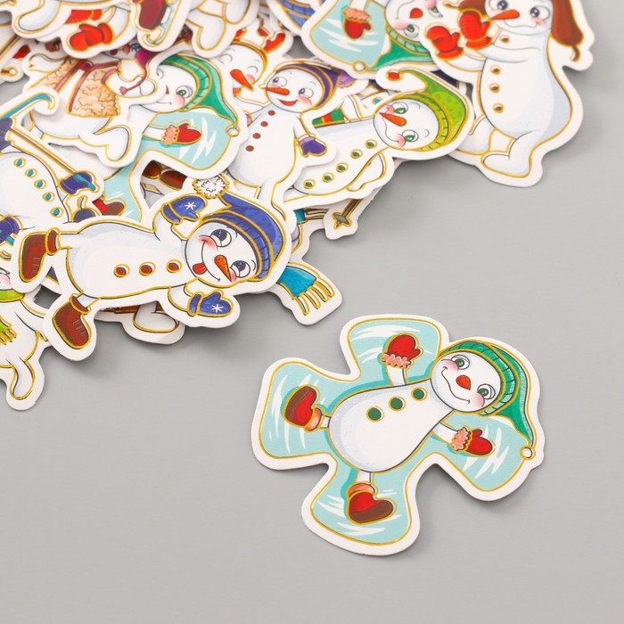 Наклейки для творчества Наклейки для творчества "Снеговички-оболтусы" тиснение золото набор 48 шт 9х7х0,8 см
