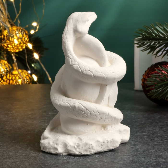 Новый год. Символ 2025. Фигура для раскраски  Новый год. Символ 2025. Фигура для раскраски "Змея на камне", 9х7х5см