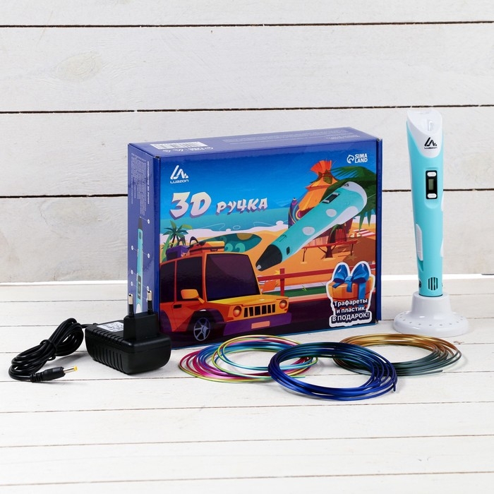 3D ручка Luazon, дисплей, работа с пластиком ABS и PLA, пластик в комплекте, голубая 3D ручка Luazon, дисплей, работа с пластиком ABS и PLA, пластик в комплекте, голубая