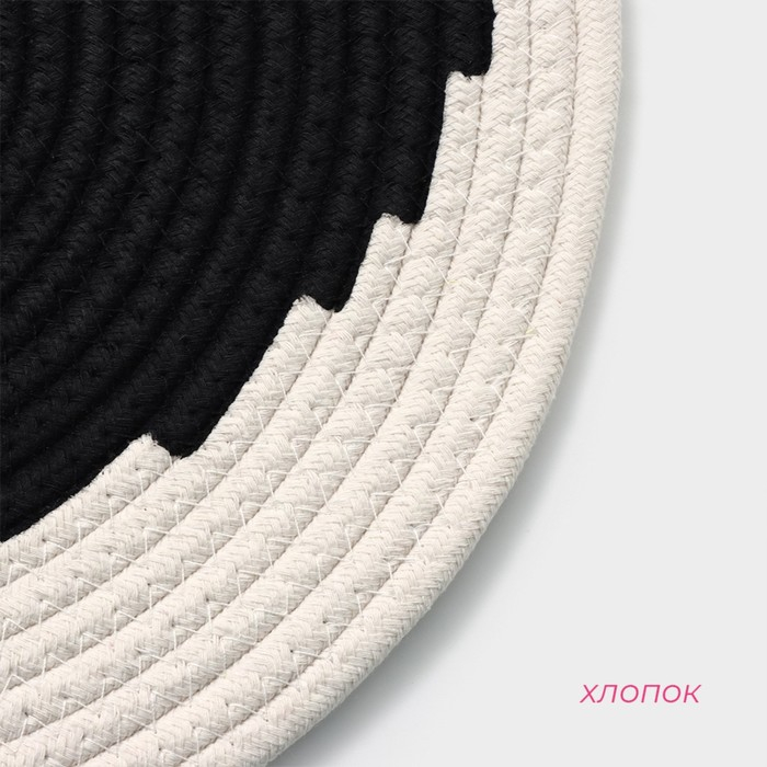 Салфетка сервировочная на стол Доляна «Гипноз», d=38 см, цвет чёрно-белый