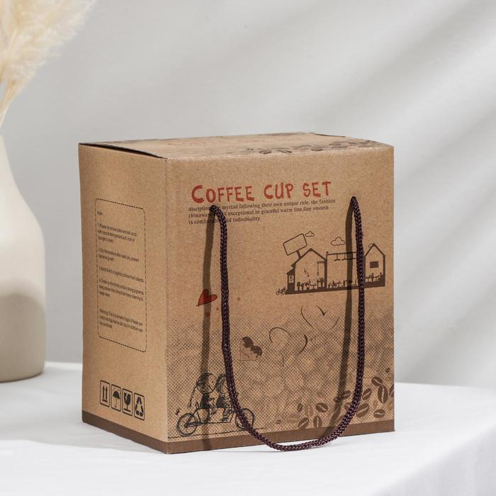 Набор чайный керамический на металлической подставке «Мрамор», 6 предметов: 2 чашки 200 мл, 2 блюдца d=14 см, 2 ложки Набор чайный керамический на металлической подставке «Мрамор», 6 предметов: 2 чашки 200 мл, 2 блюдца d=14 см, 2 ложки