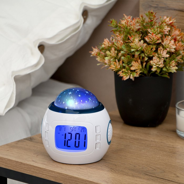 Будильник Luazon LB-10  Будильник Luazon LB-10 "Звездное небо", часы, 8 мелодий, белый