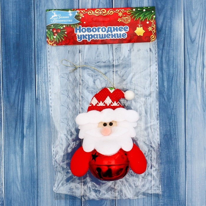 Мягкая подвеска Мягкая подвеска "Дед Мороз в шарике" 6х9 см, красный
