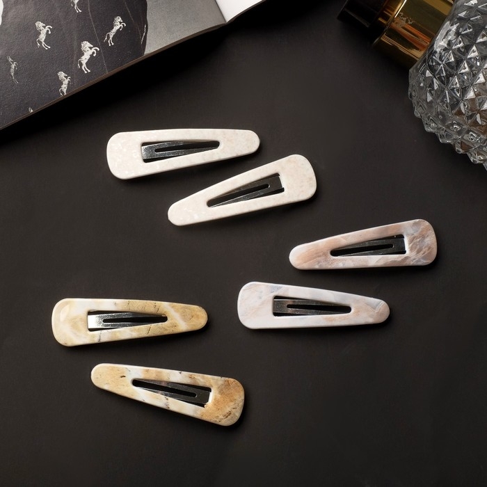 Невидимка для волос  Невидимка для волос "Герти" (набор 6 шт) мрамор, 5,5 см