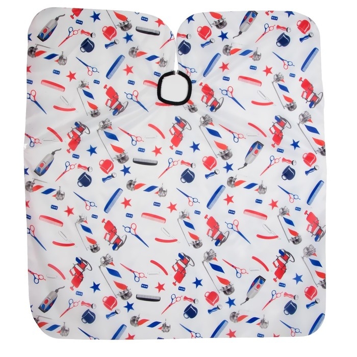 Пеньюар парикмахерский, цвет белый/синий/красный Пеньюар парикмахерский, цвет белый/синий/красный