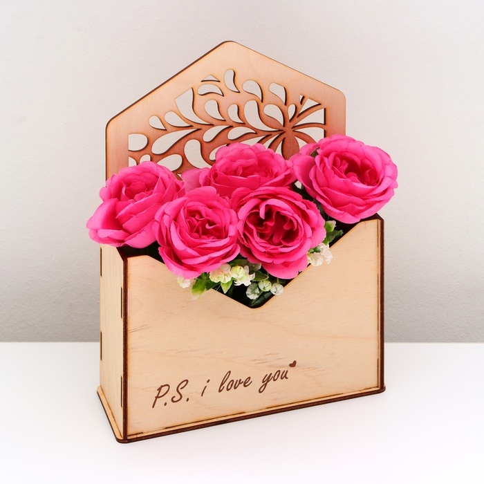 Кашпо деревянное   Кашпо деревянное  "  I love you " 18 х 24 х 7 см