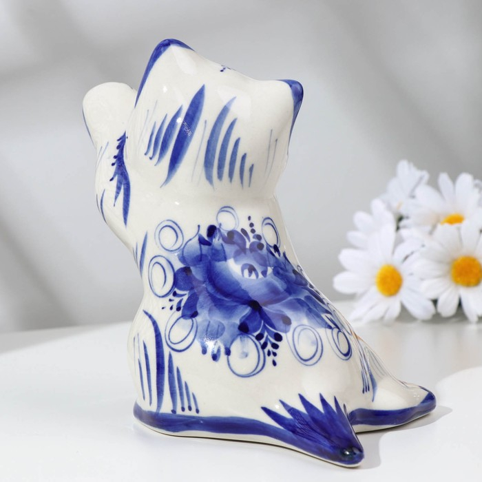 Сувенир Сувенир "Кошка Дарси в стойке", гжель, фарфор, 15х16 см