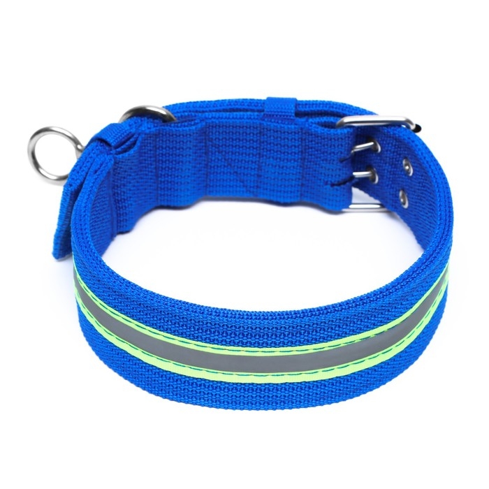 Ошейник четырехслойный светоотражающий с вертлюгом, 71 х 5 см, ОШ 55-65 см, синий Ошейник четырехслойный светоотражающий с вертлюгом, 71 х 5 см, ОШ 55-65 см, синий