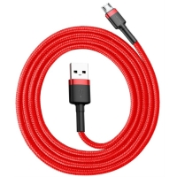 Кабель Baseus, MicroUSB - USB, 2.4 А, ПВХ оплётка, 1 м, красный