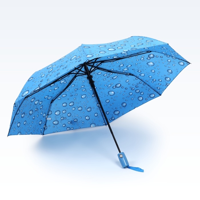 Зонт полуавтоматический «Капли», эпонж, 3 сложения, 8 спиц, R = 48/55 см, D = 110 см, цвет МИКС Зонт полуавтоматический «Капли», эпонж, 3 сложения, 8 спиц, R = 48/55 см, D = 110 см, цвет МИКС