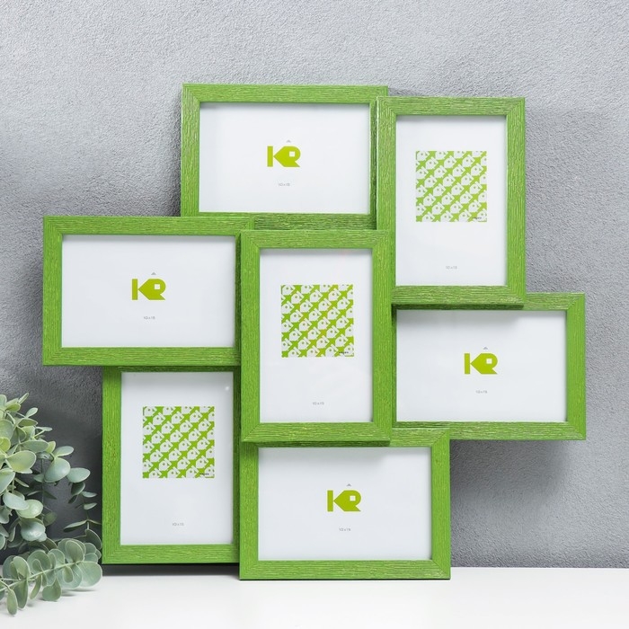 Фоторамка пластик на 7 фото  Фоторамка пластик на 7 фото "KRUZO", цв. зелёный