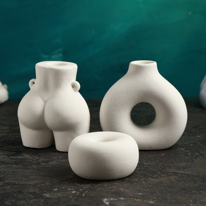 Набор подсвечников Набор подсвечников "Марта, Меланд, Эдвард" белый песок, 3шт/8х10см/10х10см/4х7см