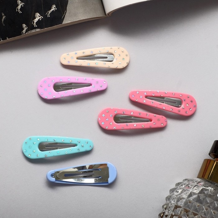 Невидимка для волос  Невидимка для волос "Беатрис" (набор 6 шт) блеск, 5 см