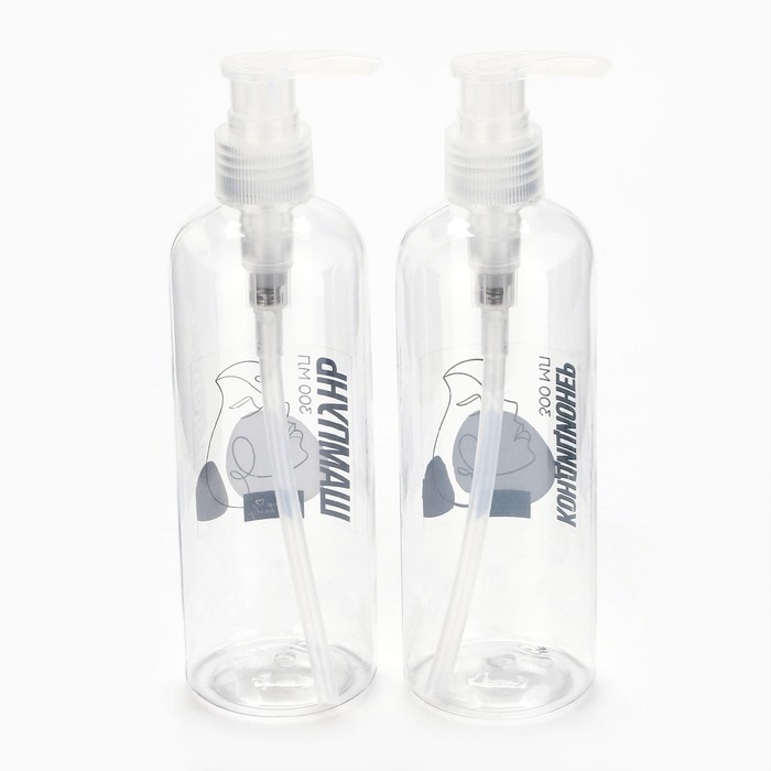 Дозатор для шампуня и кондиционера I love my body, 300 мл, набор 2 шт. Дозатор для шампуня и кондиционера I love my body, 300 мл, набор 2 шт.
