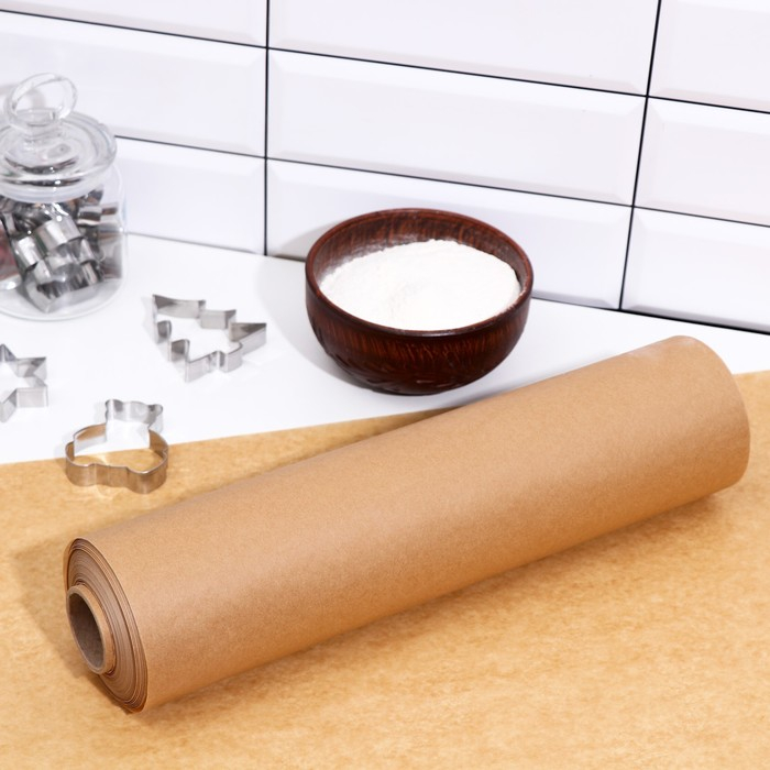 Пергамент силиконизированный, коричневый, жиростойкий, 38 см х 100 м Пергамент силиконизированный, коричневый, жиростойкий, 38 см х 100 м