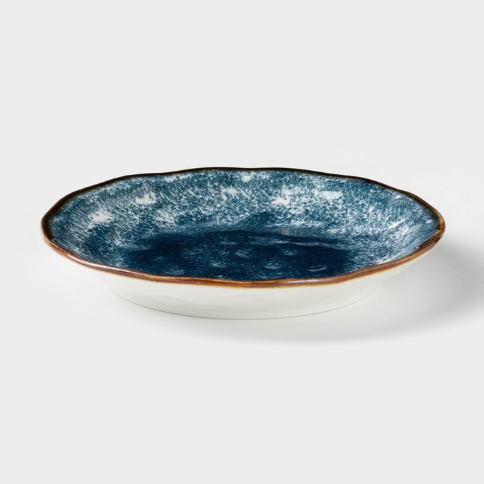 Тарелка керамическая пирожковая «Море», d=15 см, цвет синий Тарелка керамическая пирожковая «Море», d=15 см, цвет синий